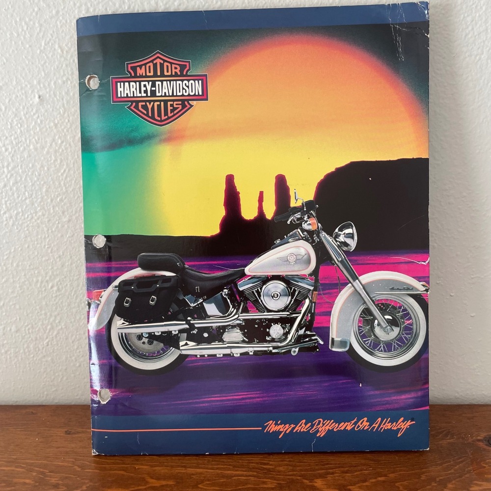 Vintage‎ Harley Davidson Motorcycle Paper Folder 90s School Collectible *READ*